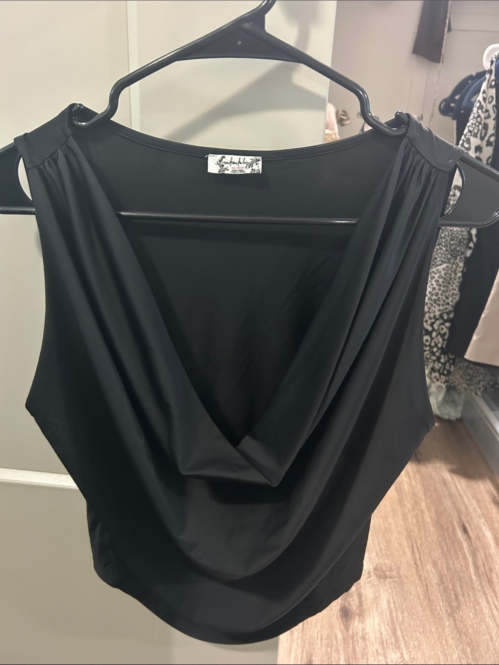 Women's Black Draped Cowl Neck Dress